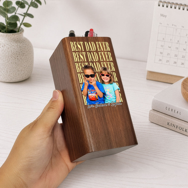 Father'S-Day-Gifts,-Best-Dad-Ever-Custom-Photo-Personalized-Pen-Holder-With-Clock-3