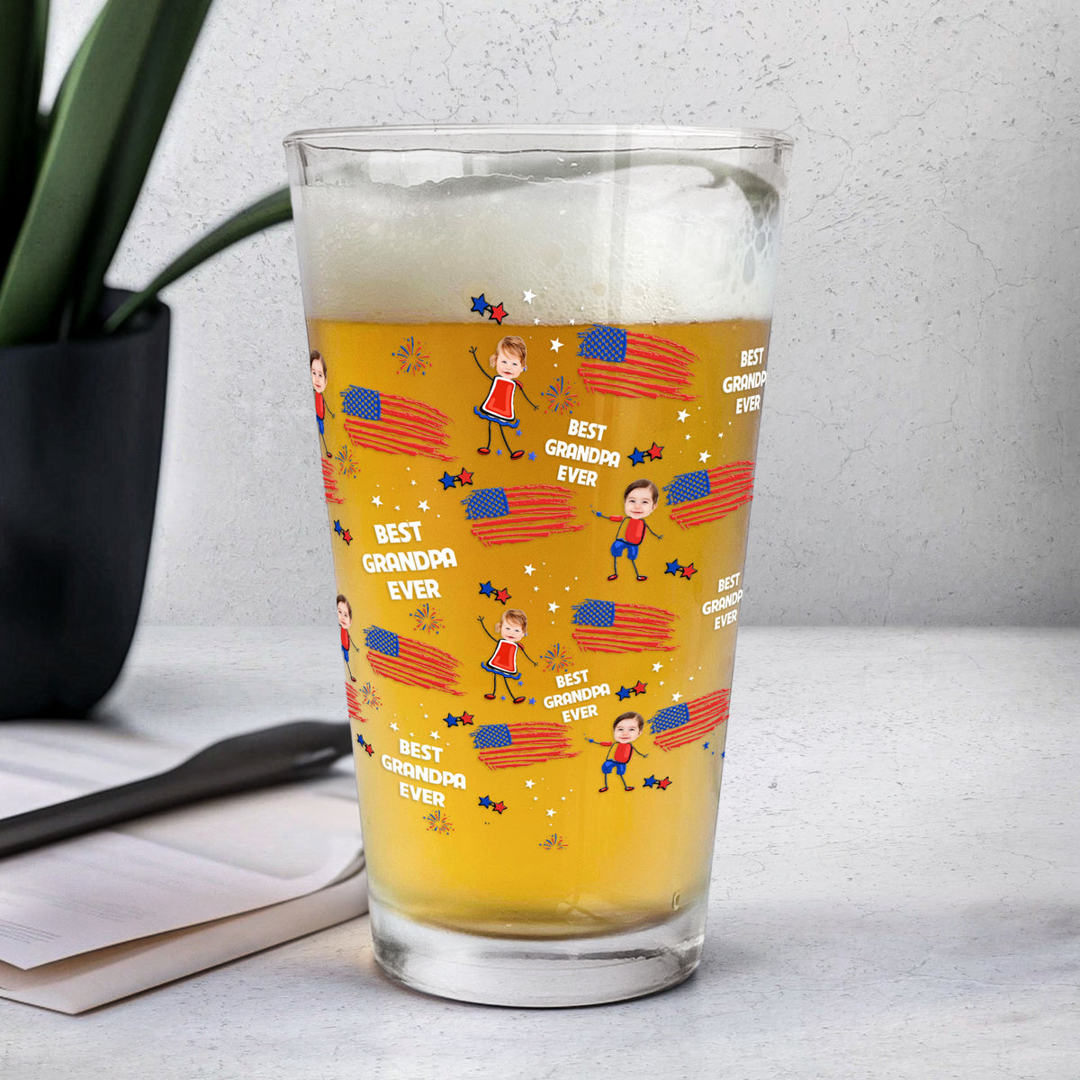 Father'S-Day-Gifts,-Best-Dad-Grandpa-Ever-Custom-Photo-Personalized-Beer-Glass-4