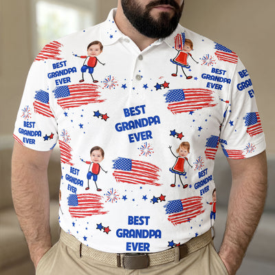 Father's Day Gifts, Best Dad Grandpa Ever Custom Photo - Personalized Polo Shirt
