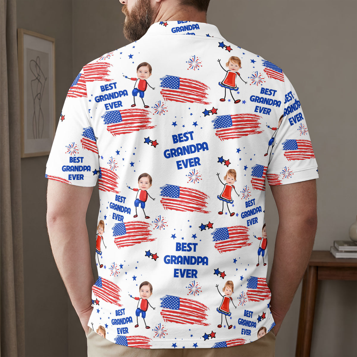 Father'S-Day-Gifts,-Best-Dad-Grandpa-Ever-Custom-Photo-Personalized-Polo-Shirt-2