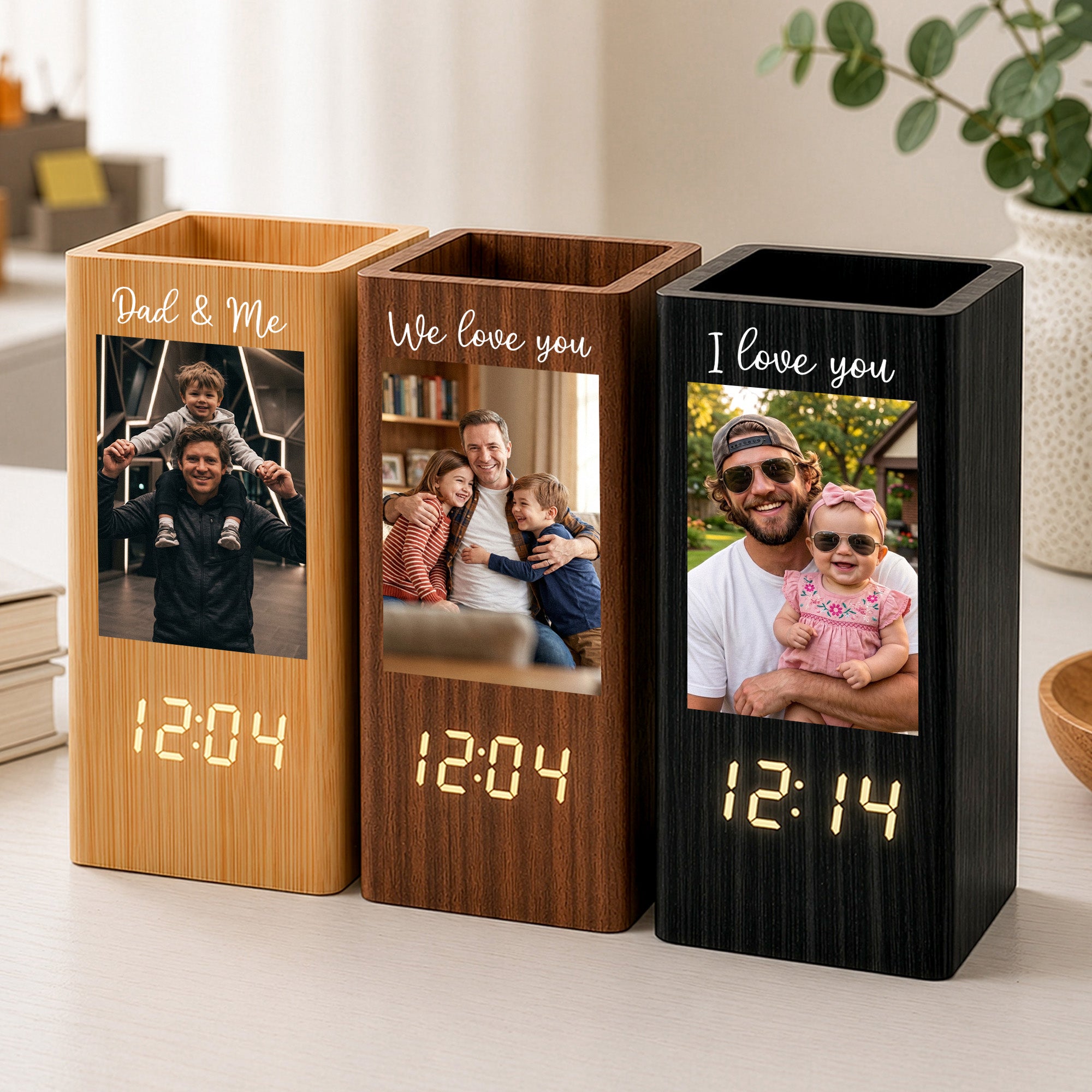 Father'S-Day-Gifts,-Dad-&-Me-Personalized-Pen-Holder-With-Clock-2