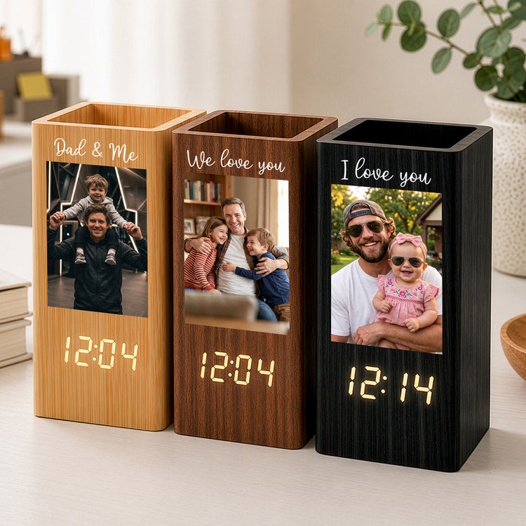 Father'S-Day-Gifts,-Dad-&-Me-Personalized-Pen-Holder-With-Clock-2