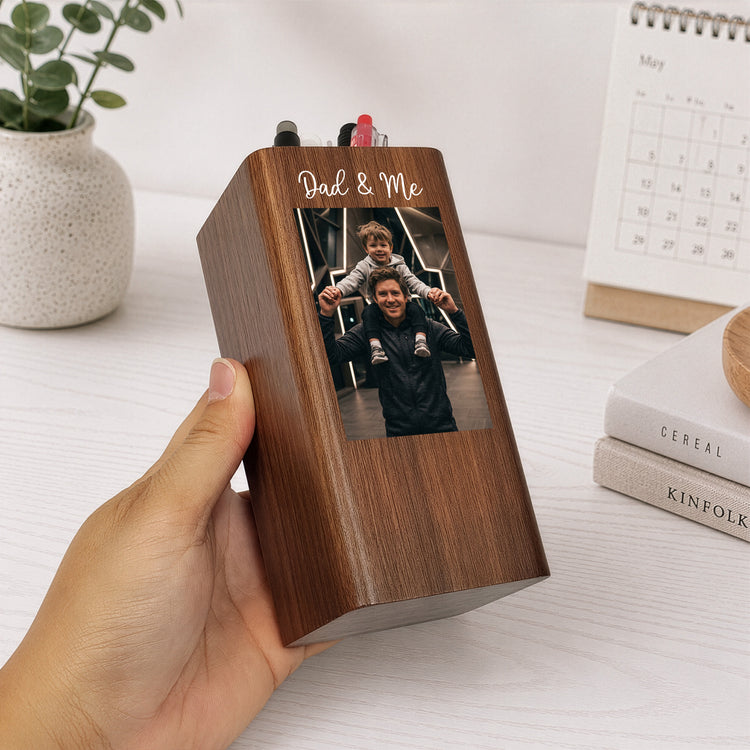 Father'S-Day-Gifts,-Dad-&-Me-Personalized-Pen-Holder-With-Clock-3