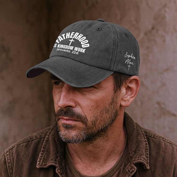 Father_S_Day_Gifts_Fatherhood_Is_Kingdom_Work_Personalized_Cap_4