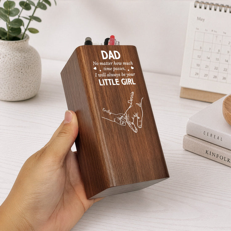 Father'S-Day-Gifts,-How-Much-Time-Passes,-I-Will-Always-Be-Your-Little-Girl-Personalized-Pen-Holder-With-Clock-3