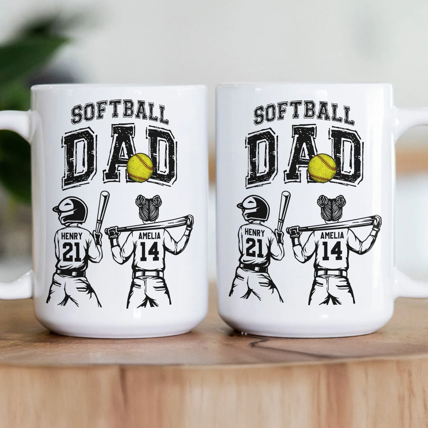 Father'S-Day-Gifts,-Softball-Dad,-Daddy,-Grandpa-Personalized-Mug-3