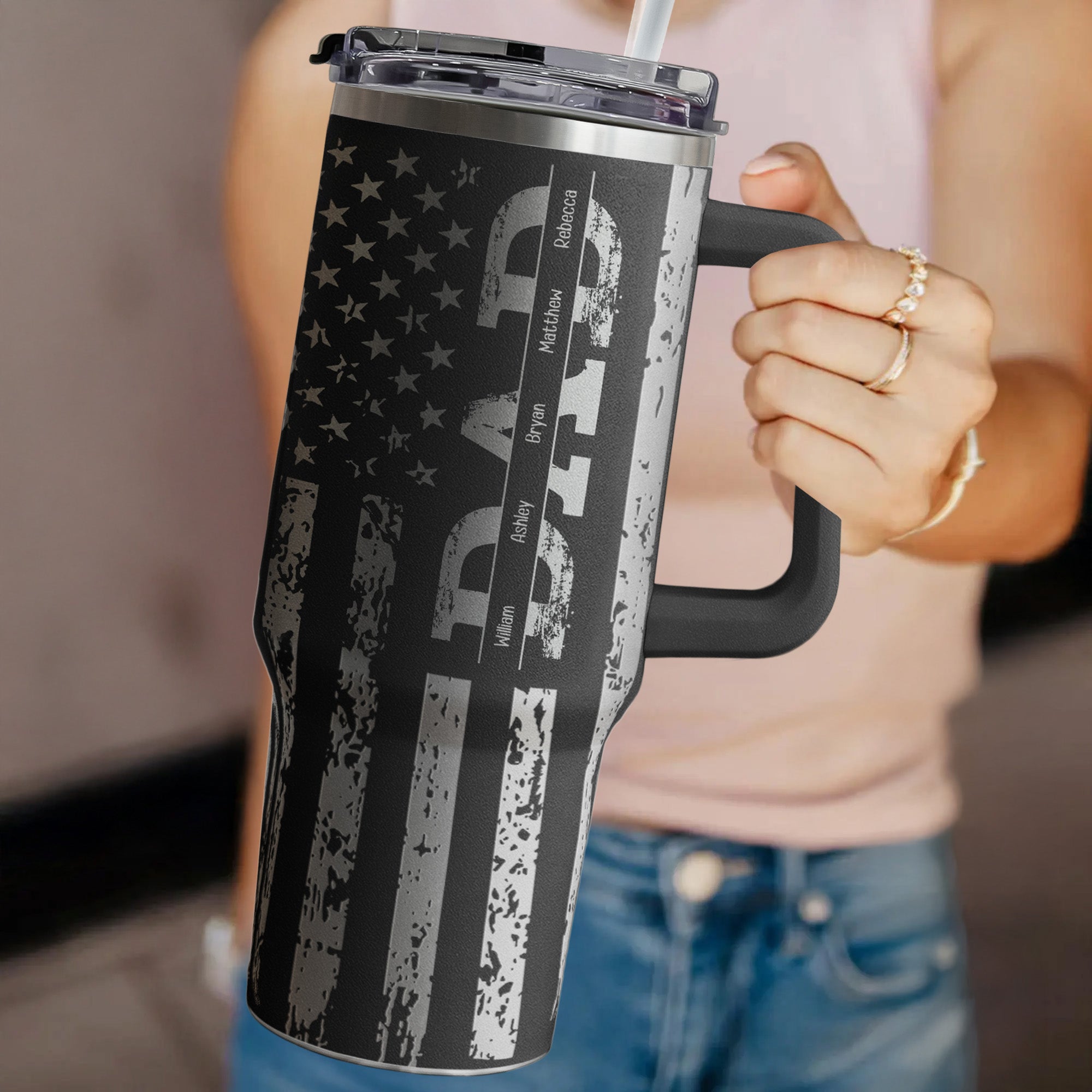 Christmas Gift For Dad, Grandpa, Papa - Custom Kids' Names - Personalized 40oz Tumbler