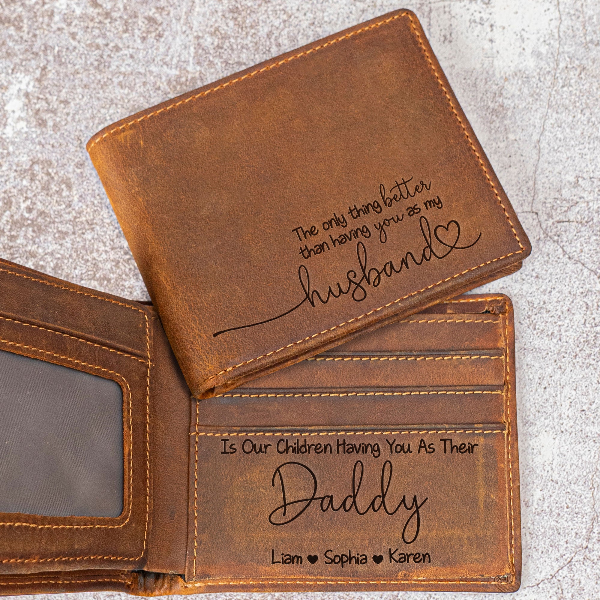 Christmas Gifts From Wife - Having You As A Dad - Personalized Leather Wallet