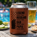 Father's Day Gifts, Legend, Husband, Dad And Grandpa - USA Version - Personalized Can Cooler