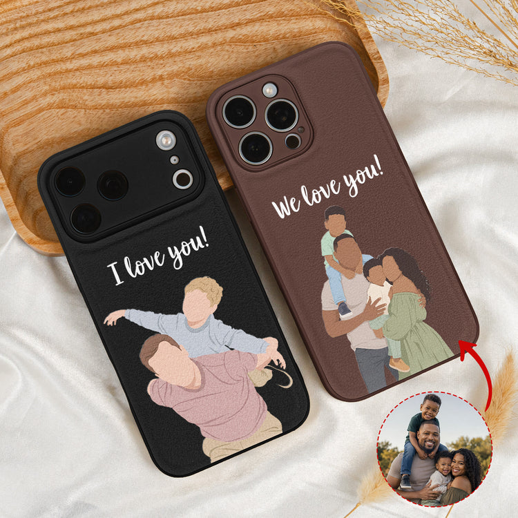 Father's-Day-Gift-Custom-Dad-Portrait-For-Father,-New-Dad-Faceless-Art-Personalized-Phone-Case-6