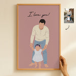 Father's-Day-Gift-Custom-Dad-Portrait-For-Father,-New-Dad-Faceless-Art-Personalized-Poster-3