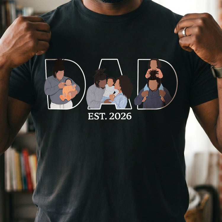 Father's-Day-Gift-Custom-Dad-Portrait-For-Father,-New-Dad-Faceless-Art-Personalized-Shirt-3