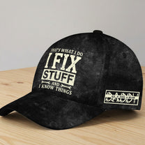 Father's-Day-Gifts,-That's-What-I-Do-I-Fix-Stuff-And-I-Know-Things-With-Kids'-Names-Personalized-Cap-1