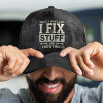 Father's-Day-Gifts,-That's-What-I-Do-I-Fix-Stuff-And-I-Know-Things-With-Kids'-Names-Personalized-Cap-4