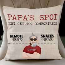 Father's Day Gift Grandpa's Spot - Personalized Pocket Pillow (Insert Included)