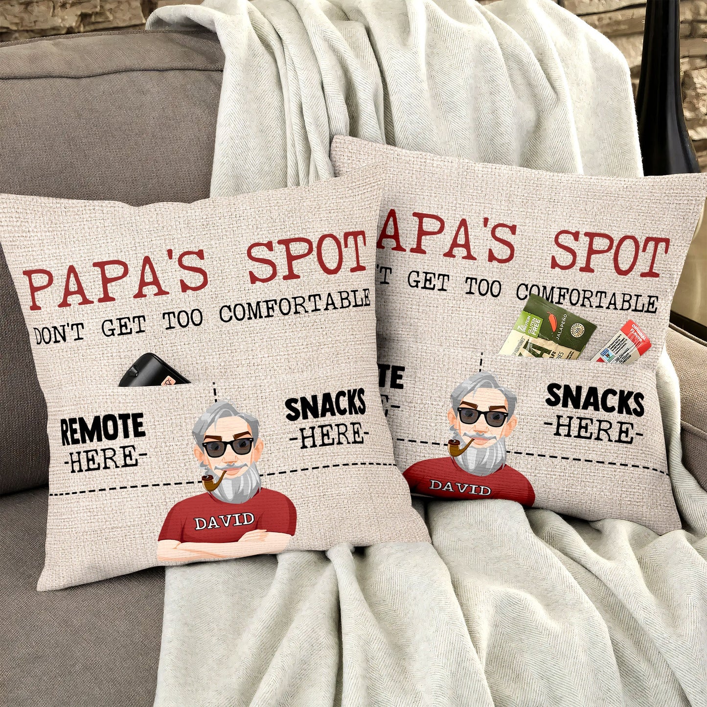 Father's Day Gift Grandpa's Spot - Personalized Pocket Pillow (Insert Included)