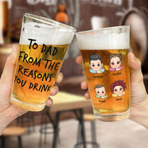 Father's Day Gifts For Dad From The Reasons You Drink - Personalized Beer Glass