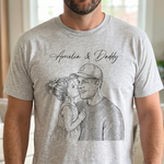 Fathers-Day-Gift-For-Husband-Dad-Custom-Photo-Sketch-Line-Art-Personalized-Shirt-1