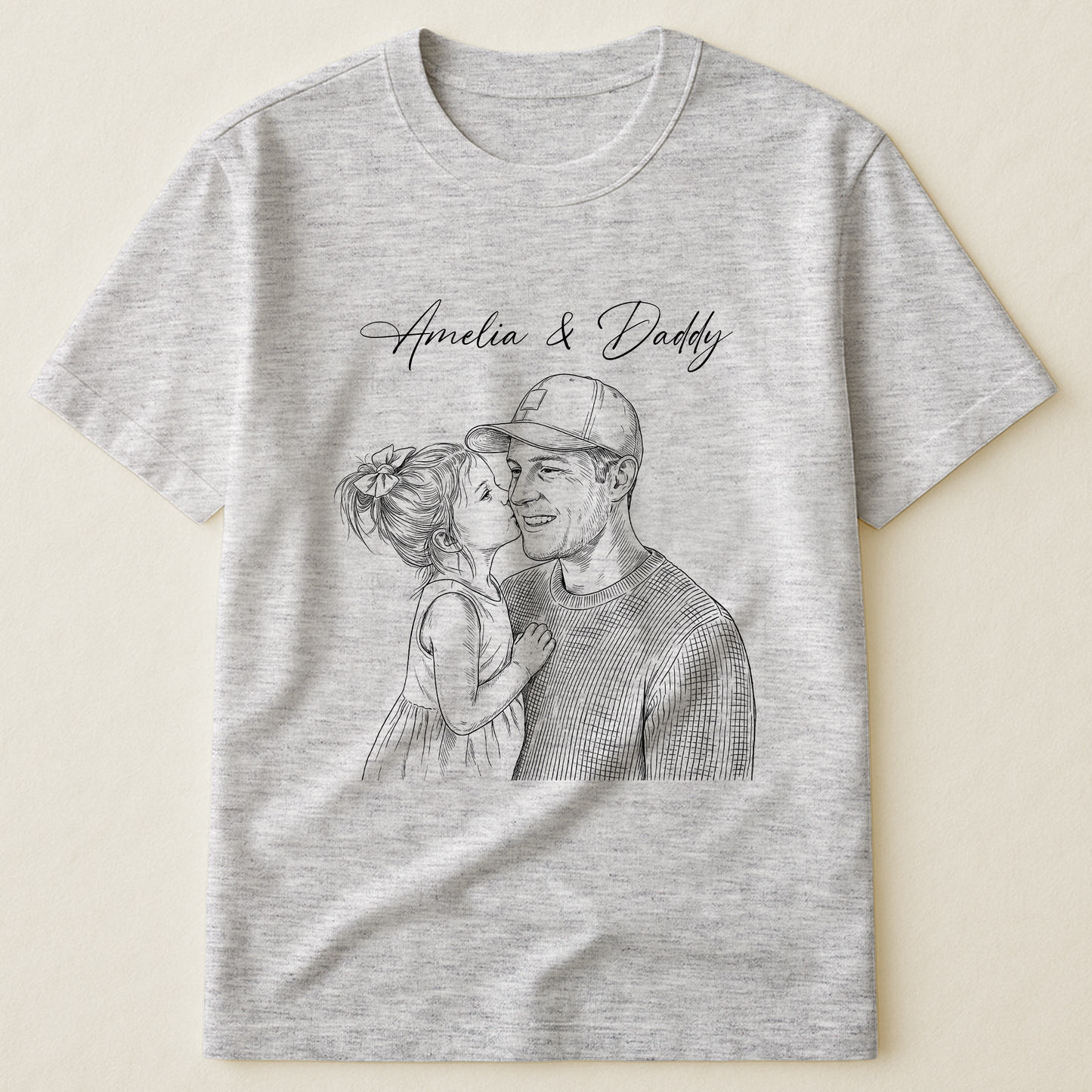 Fathers-Day-Gift-For-Husband-Dad-Custom-Photo-Sketch-Line-Art-Personalized-Shirt-2