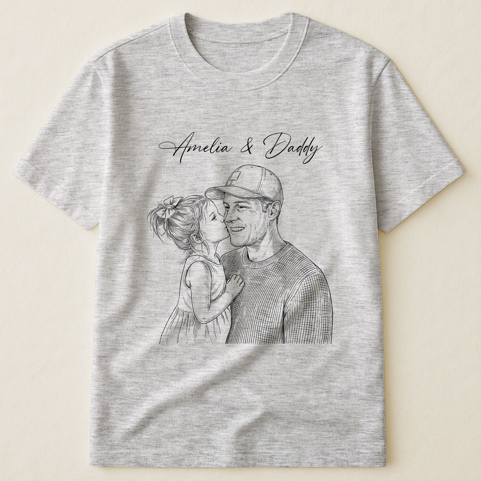 Fathers-Day-Gift-For-Husband-Dad-Custom-Photo-Sketch-Line-Art-Personalized-Shirt-2