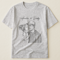 Fathers-Day-Gift-For-Husband-Dad-Custom-Photo-Sketch-Line-Art-Personalized-Shirt-2