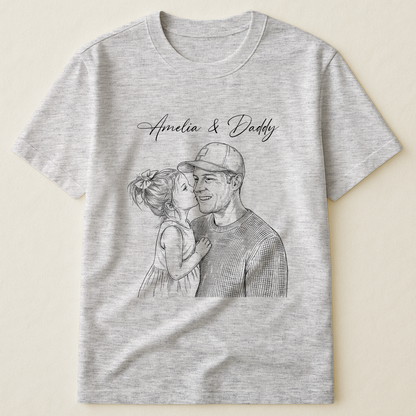 Fathers-Day-Gift-For-Husband-Dad-Custom-Photo-Sketch-Line-Art-Personalized-Shirt-2
