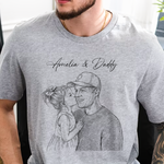 Fathers-Day-Gift-For-Husband-Dad-Custom-Photo-Sketch-Line-Art-Personalized-Shirt-3
