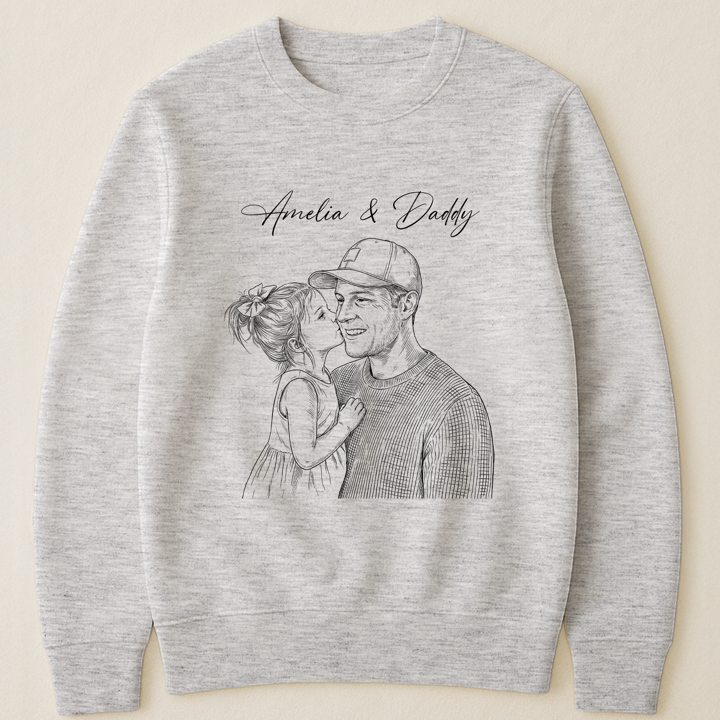 Fathers-Day-Gift-For-Husband-Dad-Custom-Photo-Sketch-Line-Art-Personalized-Shirt-4