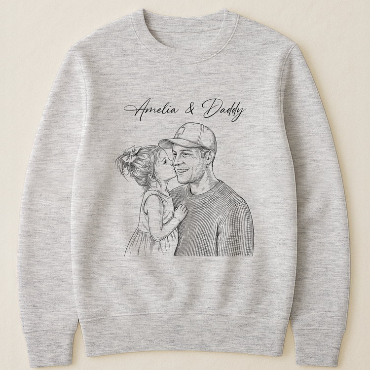 Fathers-Day-Gift-For-Husband-Dad-Custom-Photo-Sketch-Line-Art-Personalized-Shirt-4