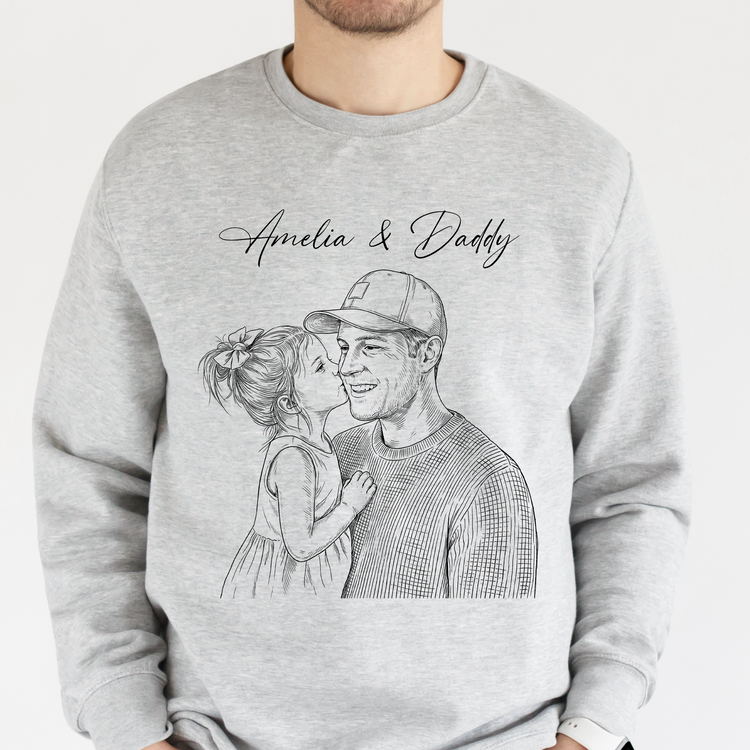 Fathers-Day-Gift-For-Husband-Dad-Custom-Photo-Sketch-Line-Art-Personalized-Shirt-5