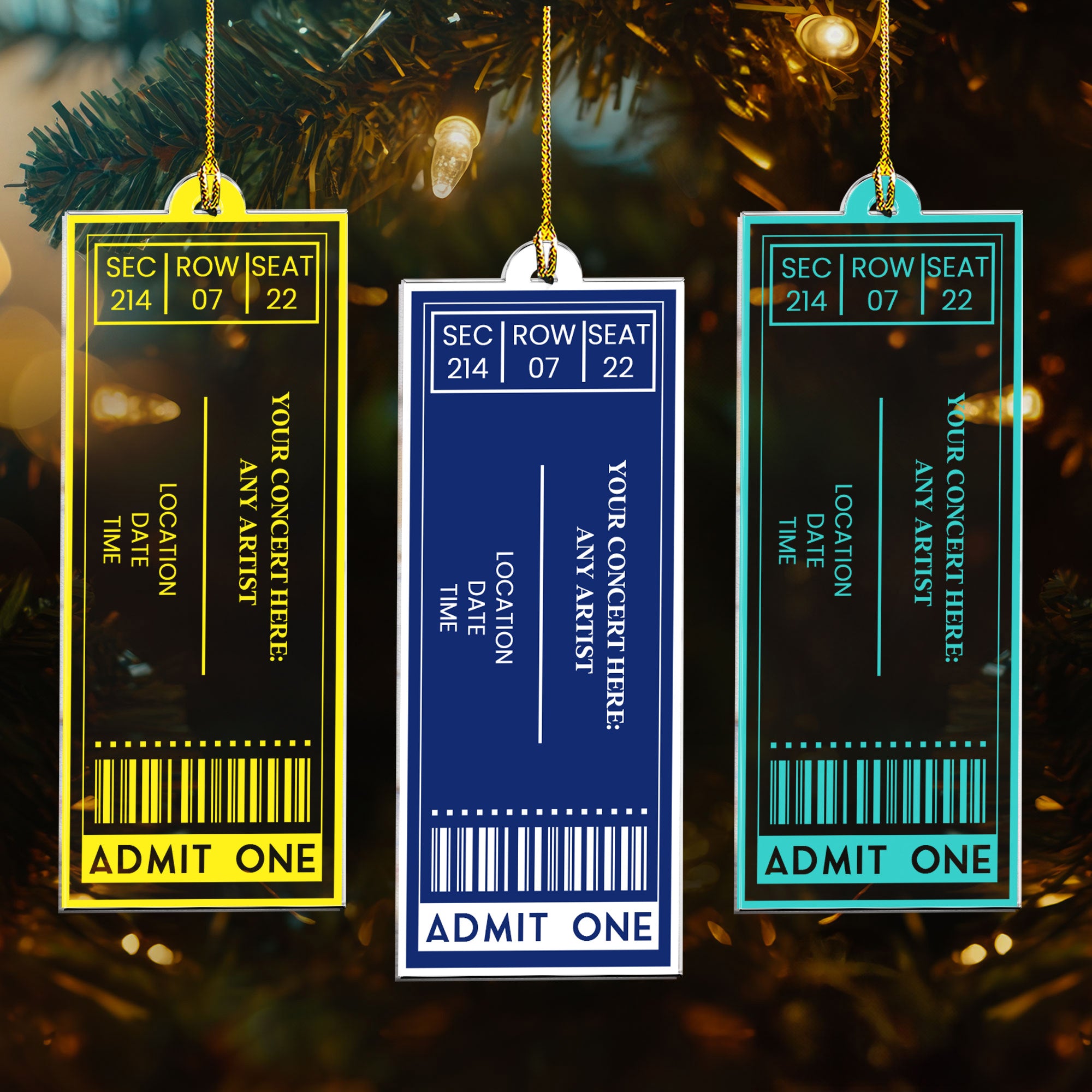 Favorite Concert Ticket Music Lovers Gifts, For Daughters, Friends - Personalized Acrylic Ornament