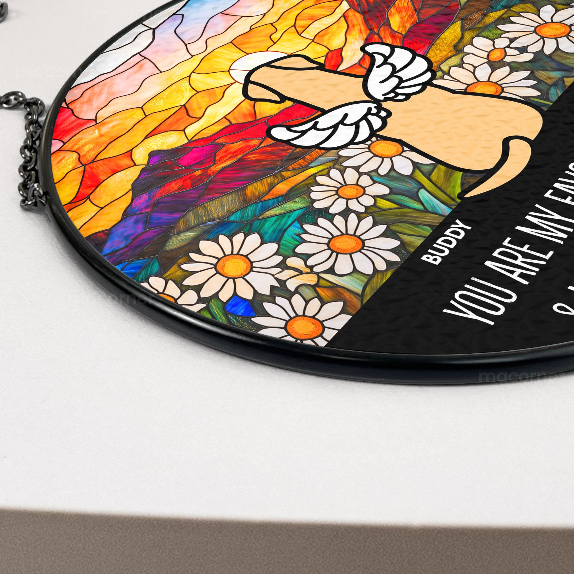 Favorite Hello Hardest Goodbye - Personalized Stained Glass Window Hanging Suncatcher