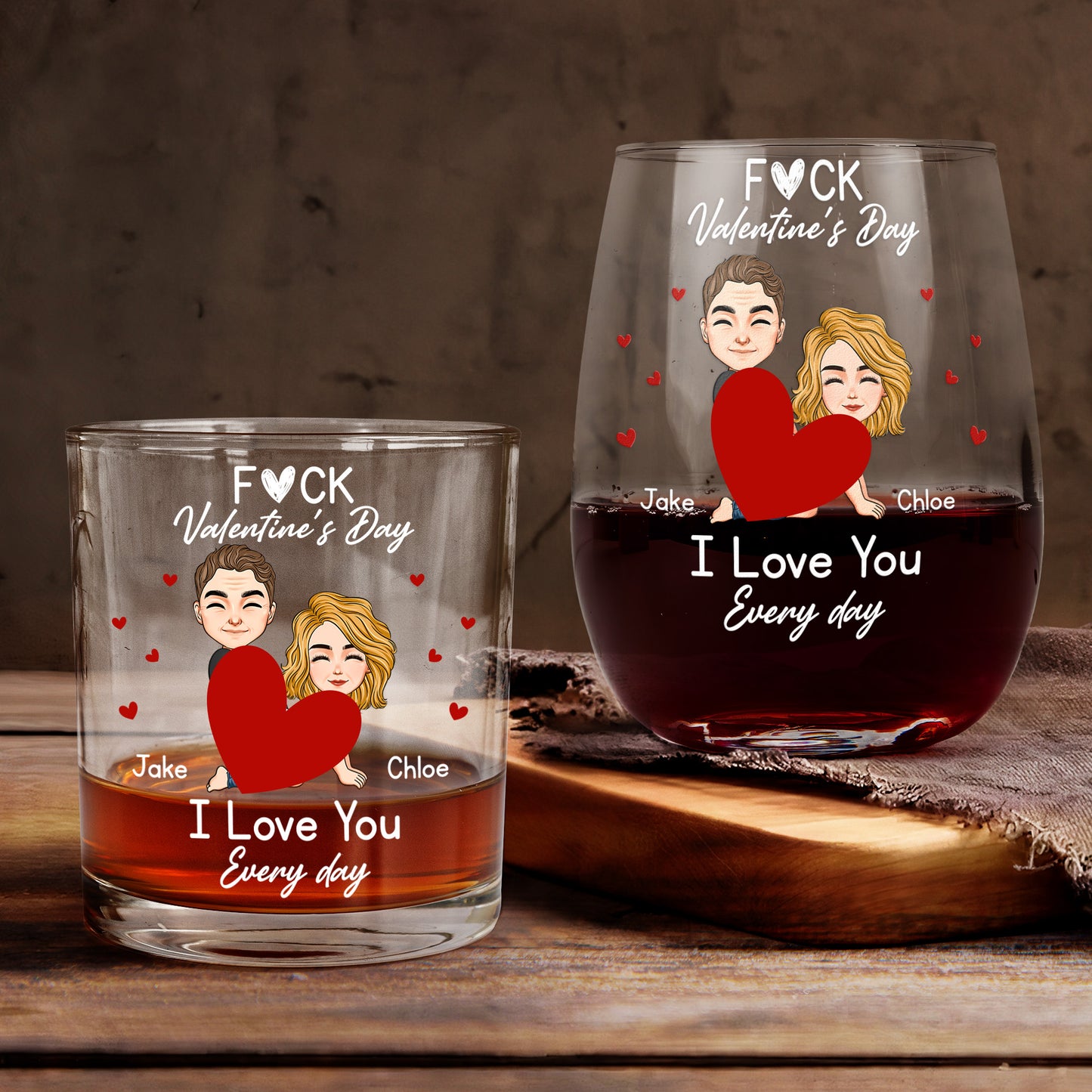 F*ck Valentine's Day I Love You Every Day - Fun Naughty Valentines Gifts For Her, Wife, Husband - Personalized  Glass Gift