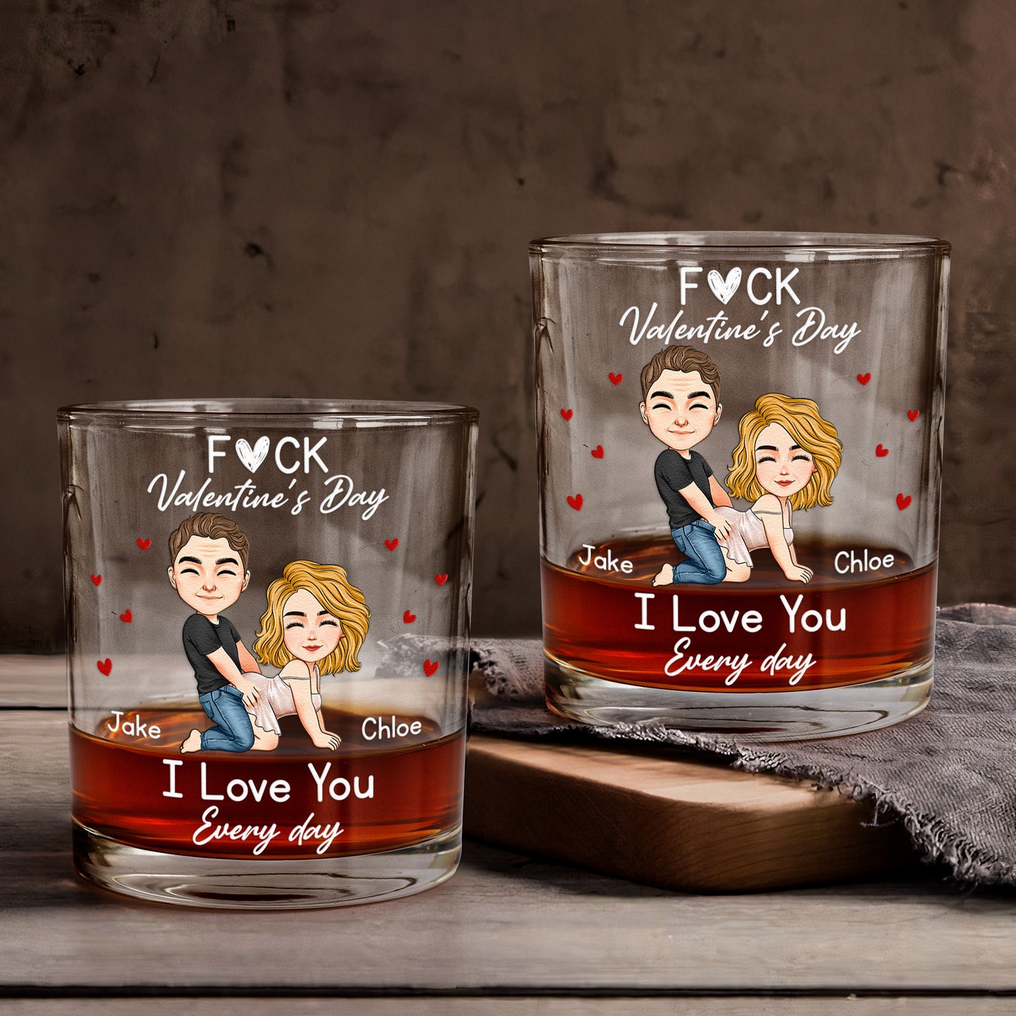 F*ck Valentine's Day I Love You Every Day - Fun Naughty Valentines Gifts For Her, Wife, Husband - Personalized  Glass Gift