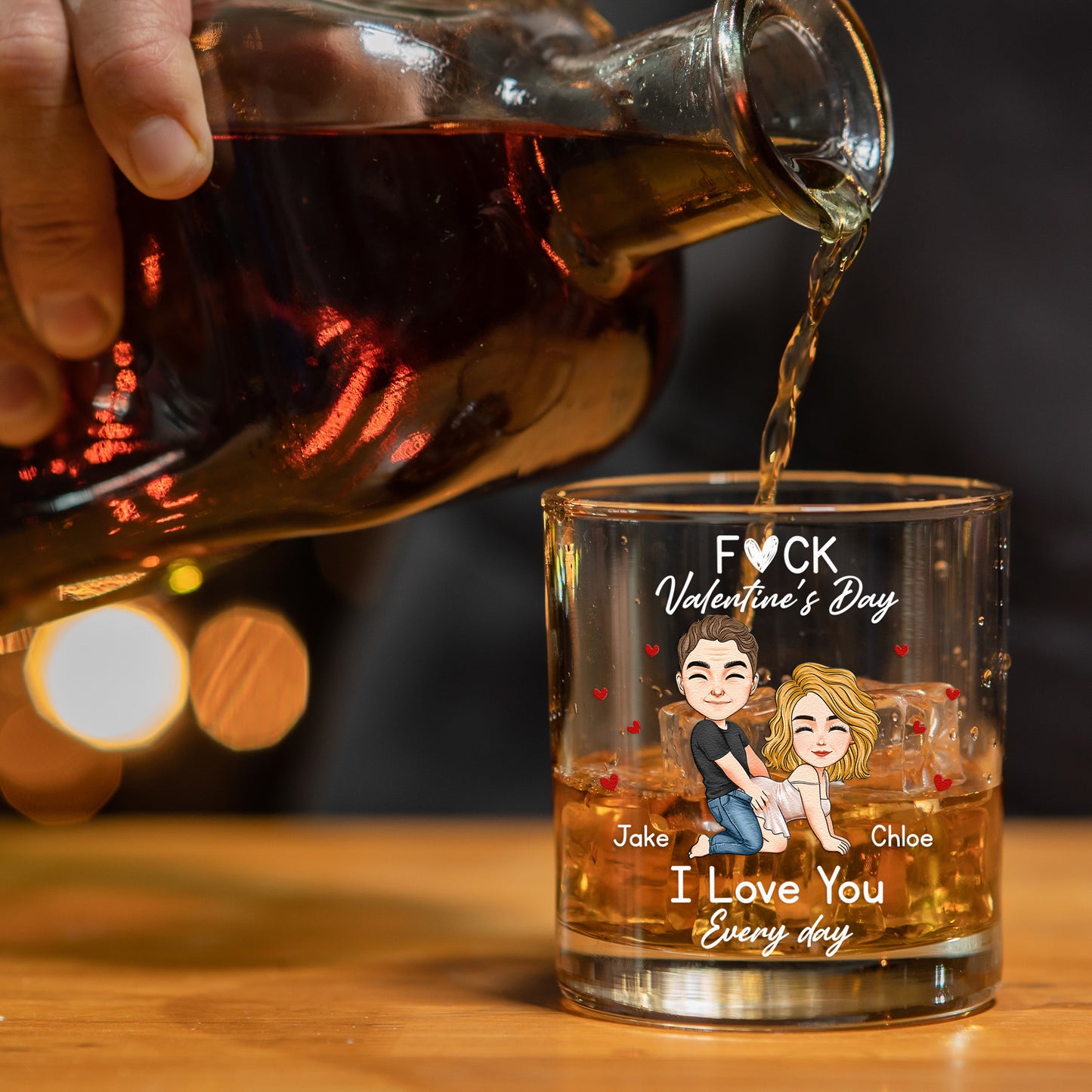 F*ck Valentine's Day I Love You Every Day - Fun Naughty Valentines Gifts For Her, Wife, Husband - Personalized  Glass Gift