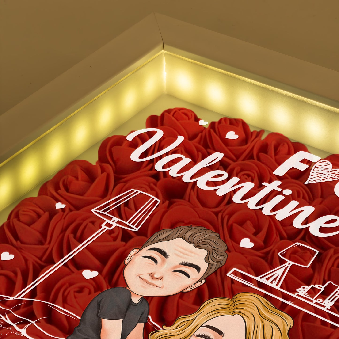 F*ck Valentine's Day I Love You Every Day Naughty Couple - Personalized Flower Shadow Box With LED Light