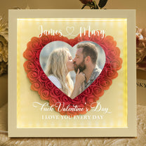 F*ck Valentine's Day I Love You Every Day - Personalized Photo Flower Shadow Box With LED Light