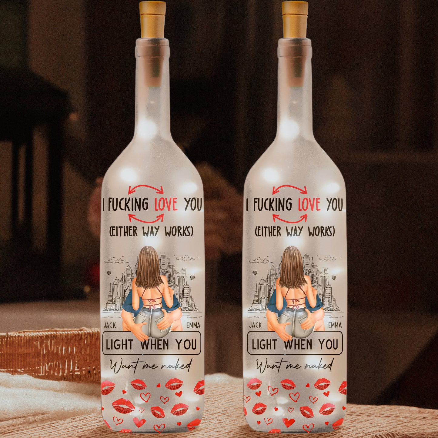 F*cking Love You Light When You Want Me Naked - Personalized Bottle Lamp