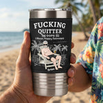 F*cking Quitter Oops I Mean Happy Retirement - Personalized 20oz Leather Wrapped Tumbler