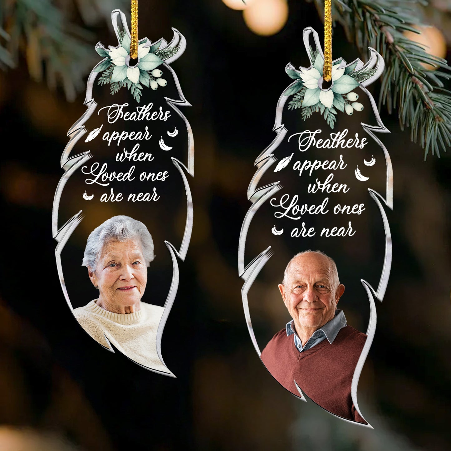 Feathers Appear When Loved Ones Are Near - Personalized Acrylic Photo Ornament