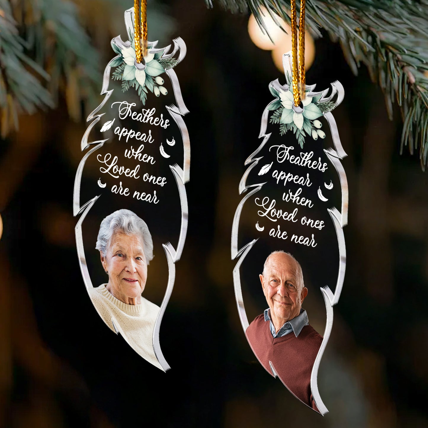 Feathers Appear When Loved Ones Are Near - Personalized Acrylic Photo Ornament