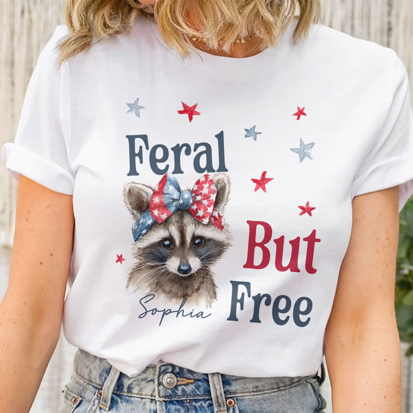 Feral But Free July 4th Racoon - Personalized Shirt