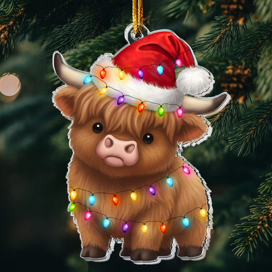 Fesstive Cute Cow Highland Cow - Acrylic Ornament