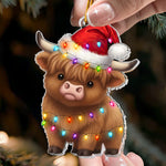 Fesstive Cute Cow Highland Cow - Acrylic Ornament