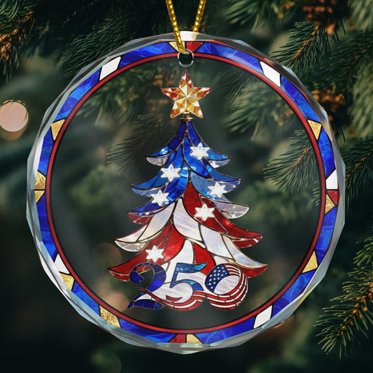 Festive Christmas Tree Usa 250Th Anniversary - Glass Ornament