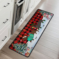 Festive Dogs Dachshund Through The Snow - Personalized Runner Rug