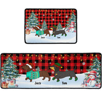 Festive Dogs Dachshund Through The Snow - Personalized Runner Rug