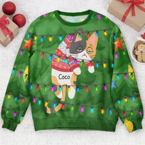 Festive Feline Tangle - Personalized Ugly Sweater