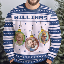 Festive Ornament As Family - Personalized Photo Ugly Sweater