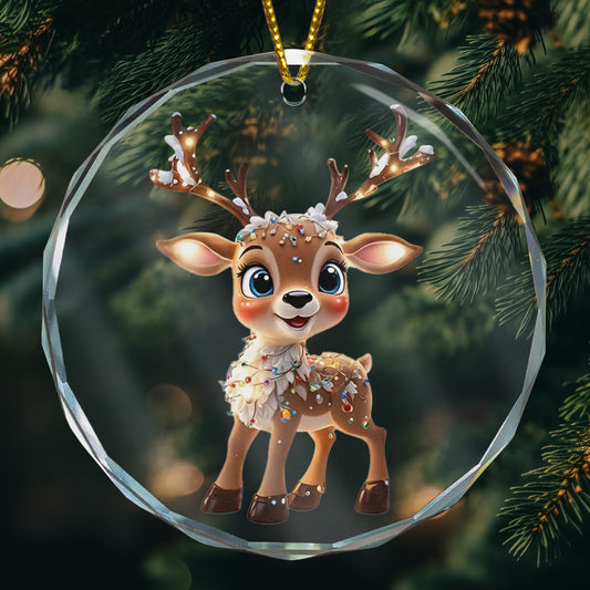 Festive Reindeer 2025 - Glass Ornament